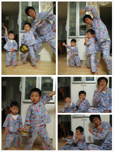 삼부자 잠옷 쑈를 하다~~