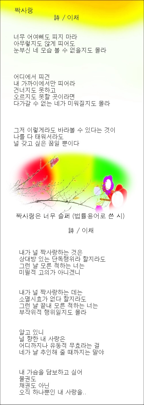 짝사랑, 짝사랑은 너무 슬퍼, 2편 / 이채시인