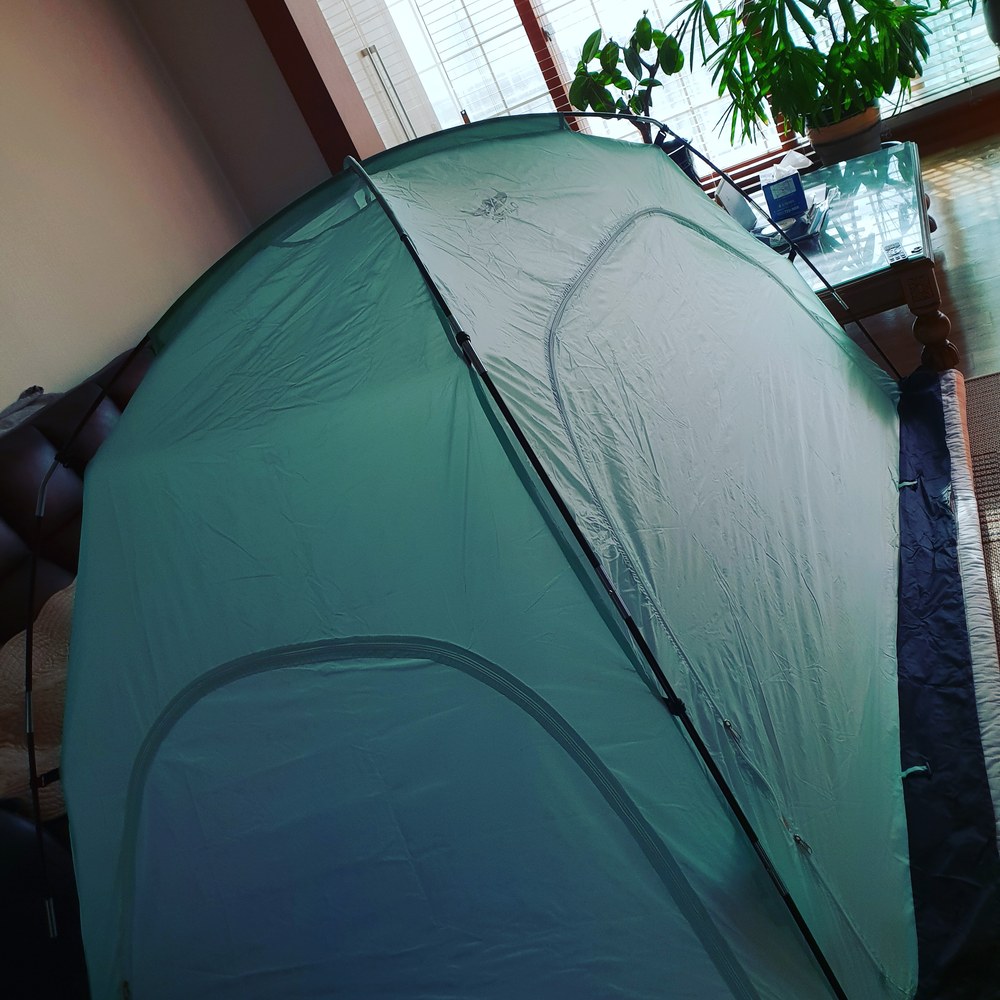 거실에  텐트