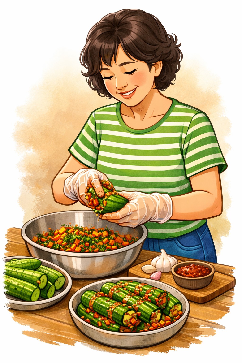 오이소박이담기